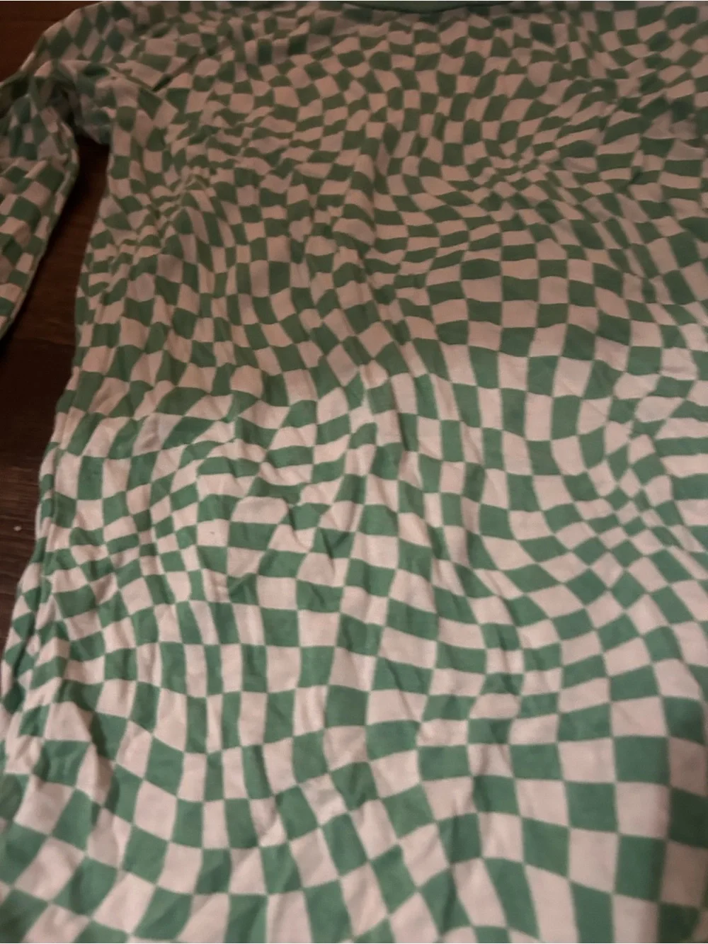 Girls' Green Checkerboard Long Sleeve Pajama Set